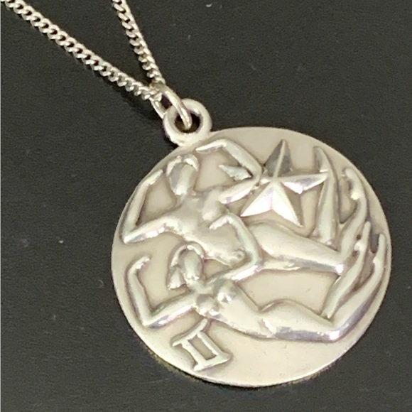 Margot De Taxes Sterling Other - Vintage 1950s Margot De Taxco Zodiac Sterling Silver Gemini Pendant Necklace 24”